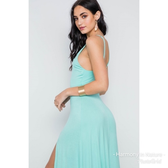 Seafoam Side Slit Maxi Dress - Picture 4 of 8